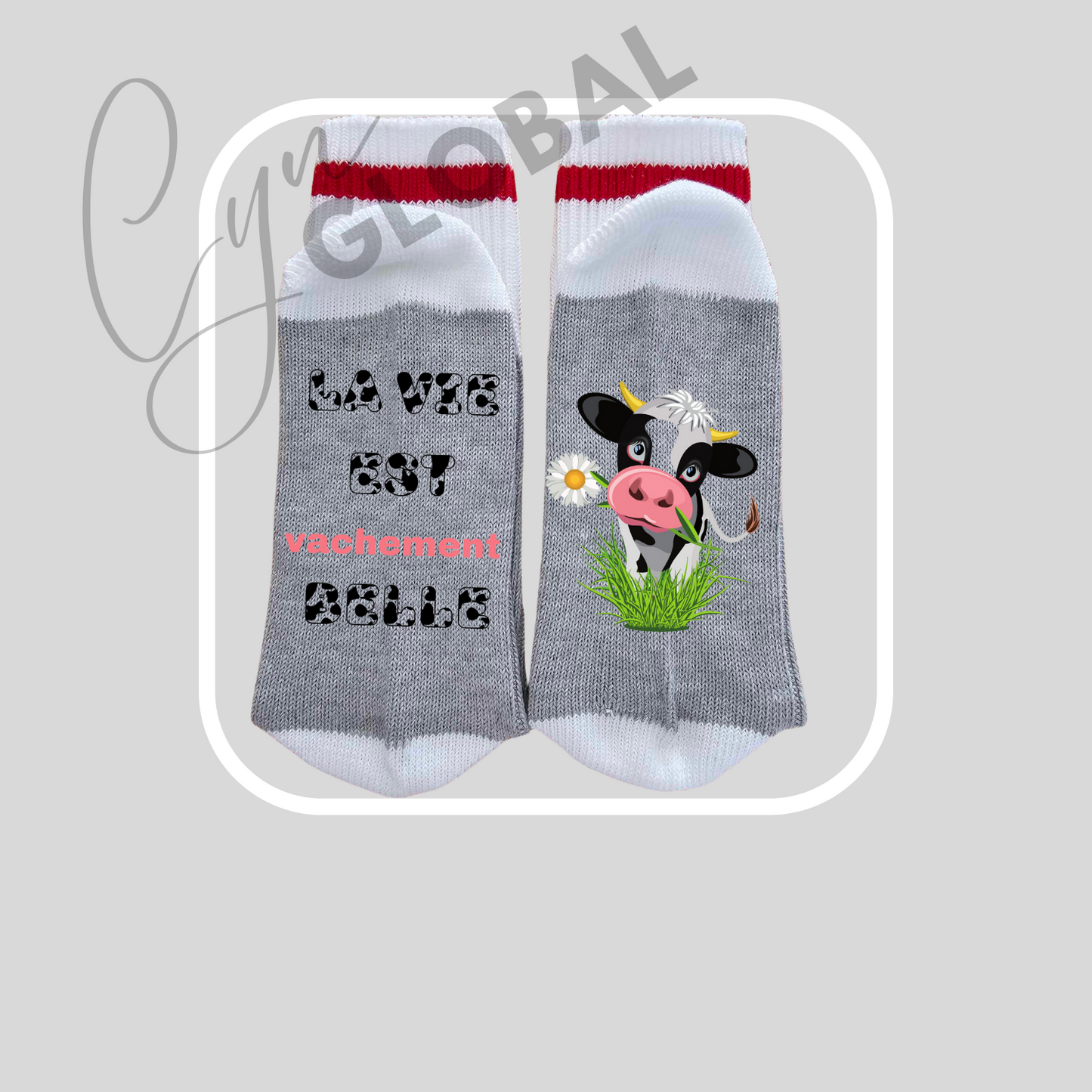 La vie est vachement belle /PNG / 3 x 4.5 po.- bas -sublimation/ 300 ppp / fichier numérique