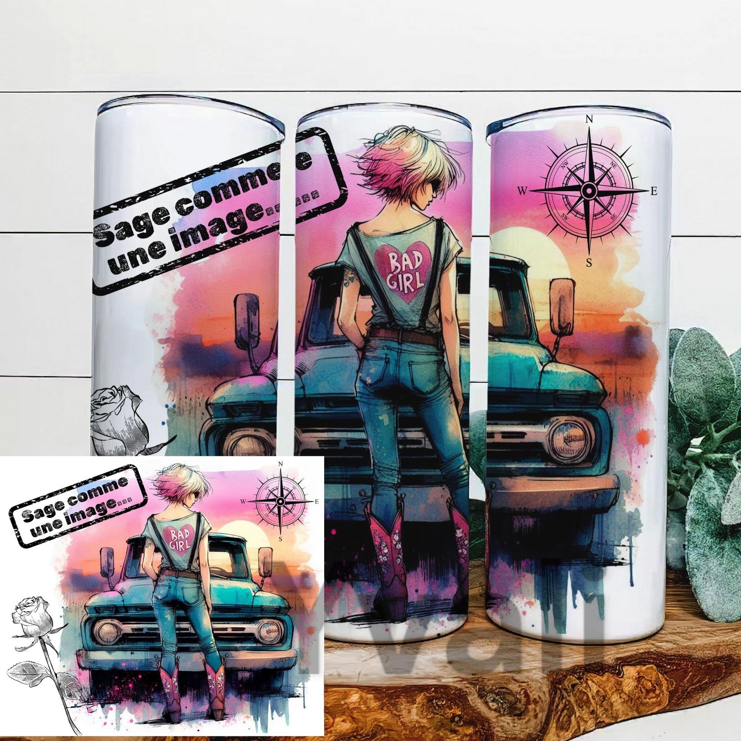 Bad Girls - Sage comme une image/PNG / 9.25 x 8 - Tumbler -/ 300 ppp / fichier numérique
