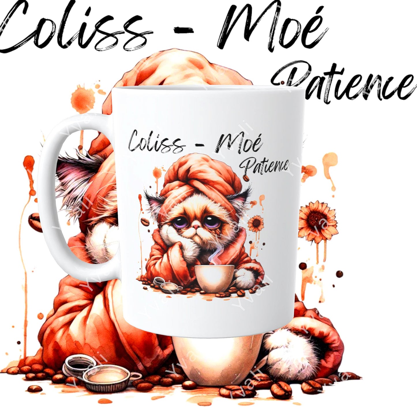 Coliss moé patience- chat roux, Fichier numérique / Humour/ PNG 300 ppp / Format 10 x 10.