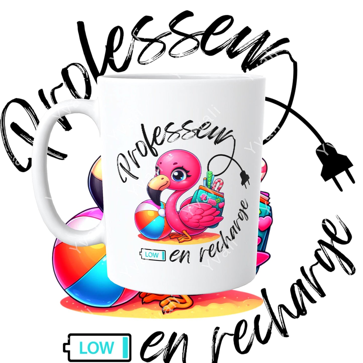 Flamand prof en recharge, Fichier numérique / Humour/ PNG 300 ppp / Format 10 x 10.